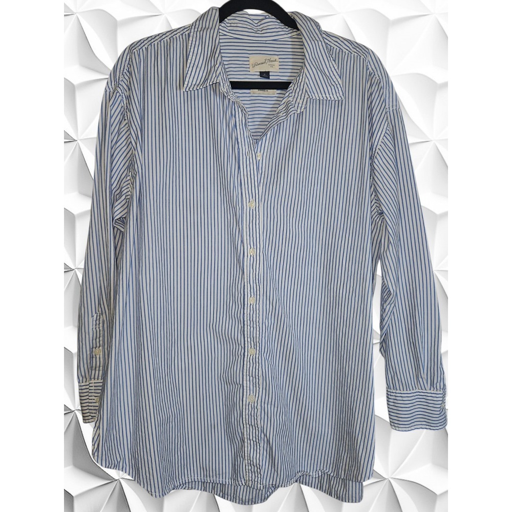 Universal Thread Blue White Striped Oversized Cotton Button Down Shirt XL